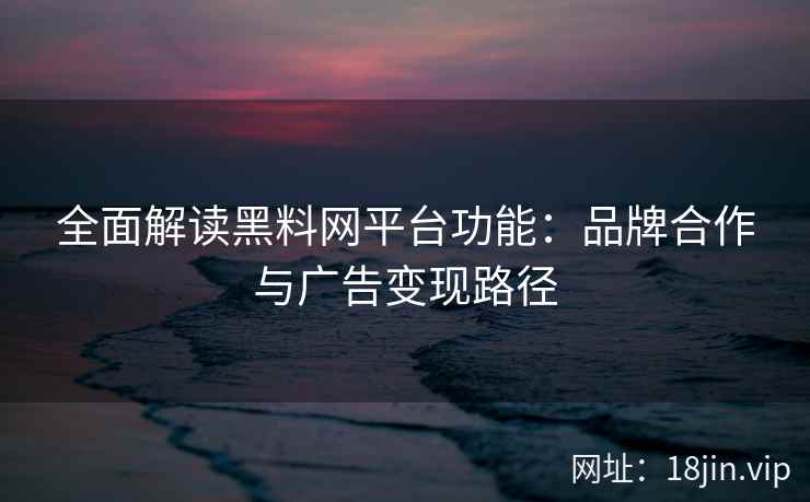 全面解读黑料网平台功能：品牌合作与广告变现路径