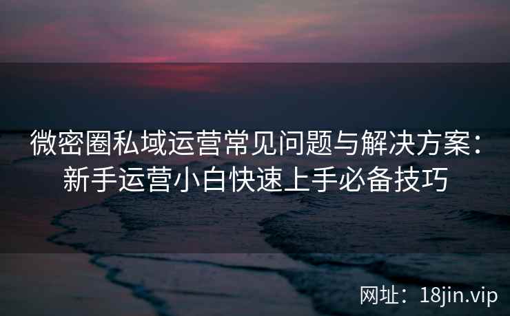 微密圈私域运营常见问题与解决方案：新手运营小白快速上手必备技巧