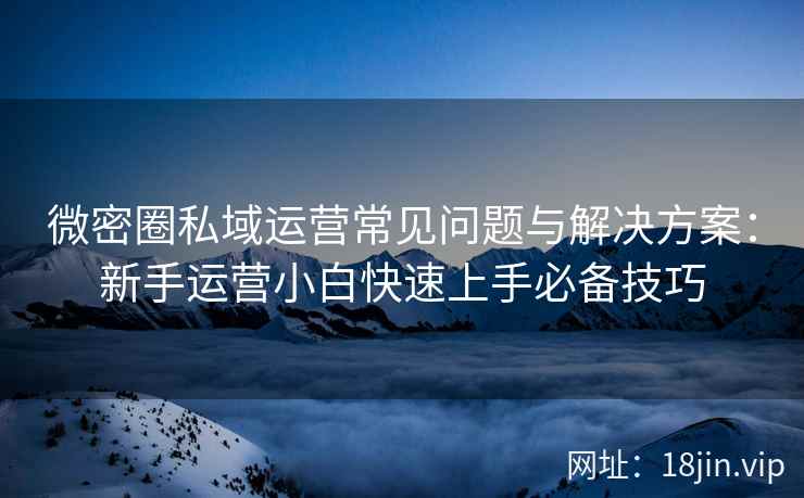 微密圈私域运营常见问题与解决方案：新手运营小白快速上手必备技巧