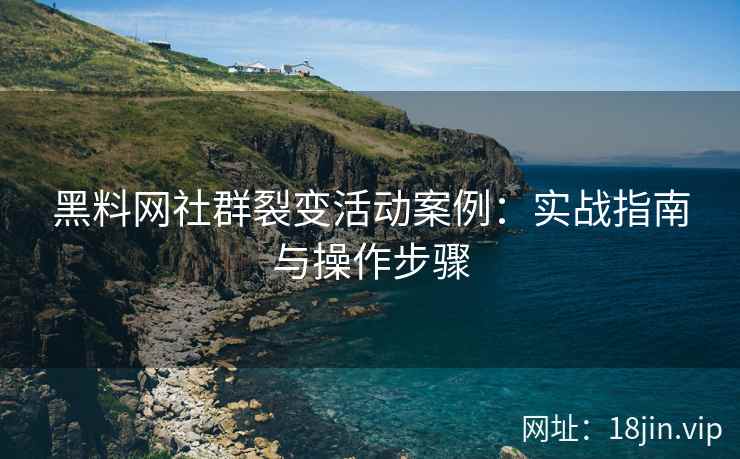 黑料网社群裂变活动案例：实战指南与操作步骤
