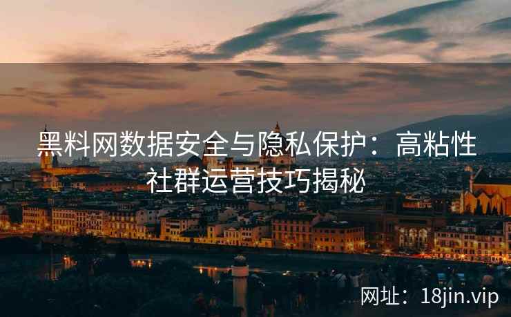 黑料网数据安全与隐私保护：高粘性社群运营技巧揭秘