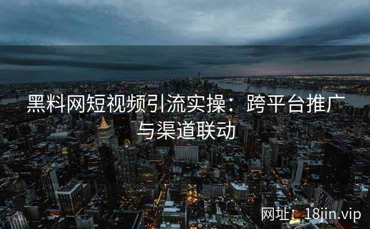 黑料网短视频引流实操：跨平台推广与渠道联动