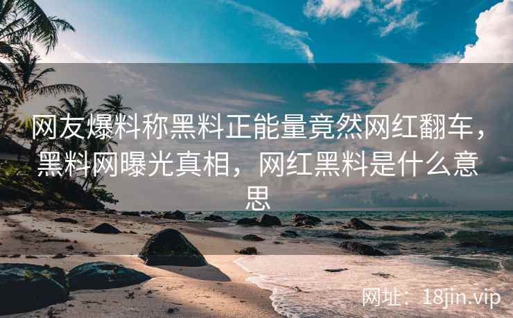 网友爆料称黑料正能量竟然网红翻车，黑料网曝光真相，网红黑料是什么意思
