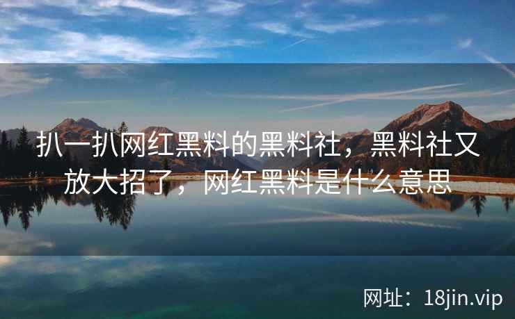 扒一扒网红黑料的黑料社，黑料社又放大招了，网红黑料是什么意思