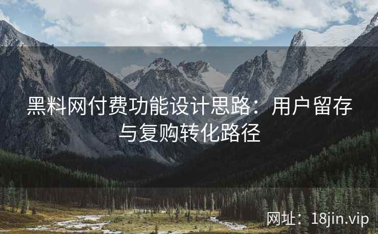黑料网付费功能设计思路：用户留存与复购转化路径